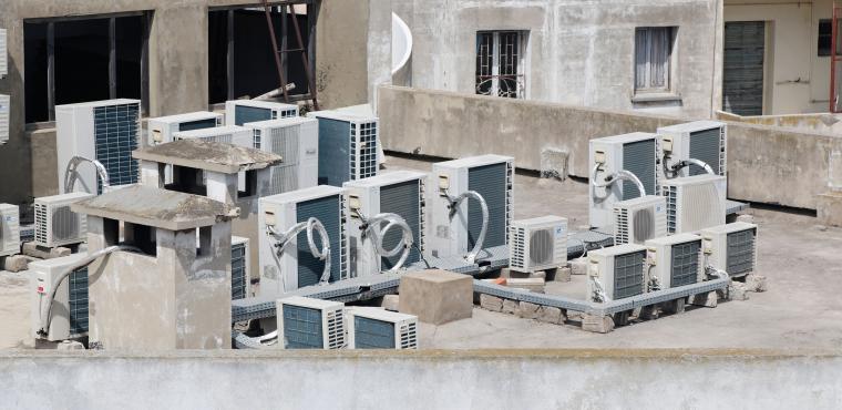 Air conditioning units on the roof of a house, Casablanca
